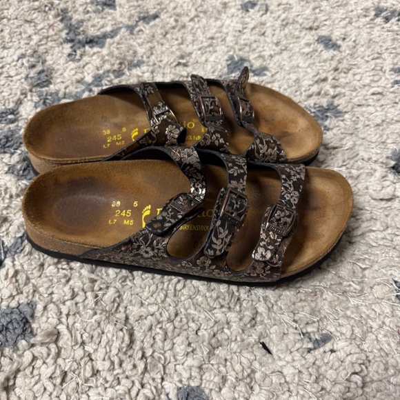 Papillio by Birkenstock Floral Brown Triple Strap Sandals Women’s Size 7 - Picture 3 of 8